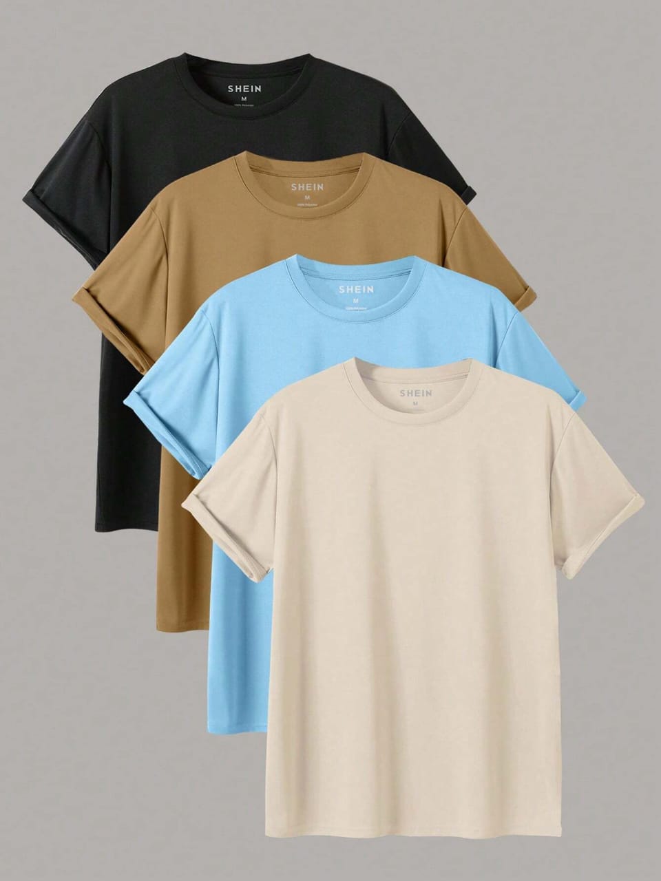 Unisex Pack Of Four Basic Tees (Black-Brown-Sky Blue -Beige)