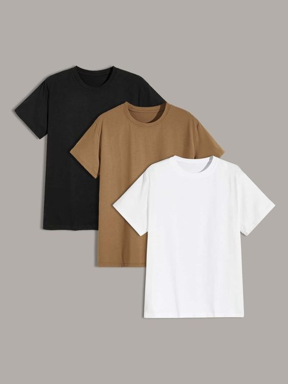 Unisex Pack Of Three Basic Tees (White-Black-Brown)