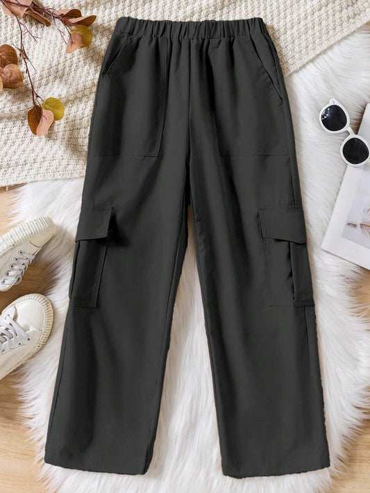 Black Cotton Cargo Flapper Pants - Lightweight Summer Wear