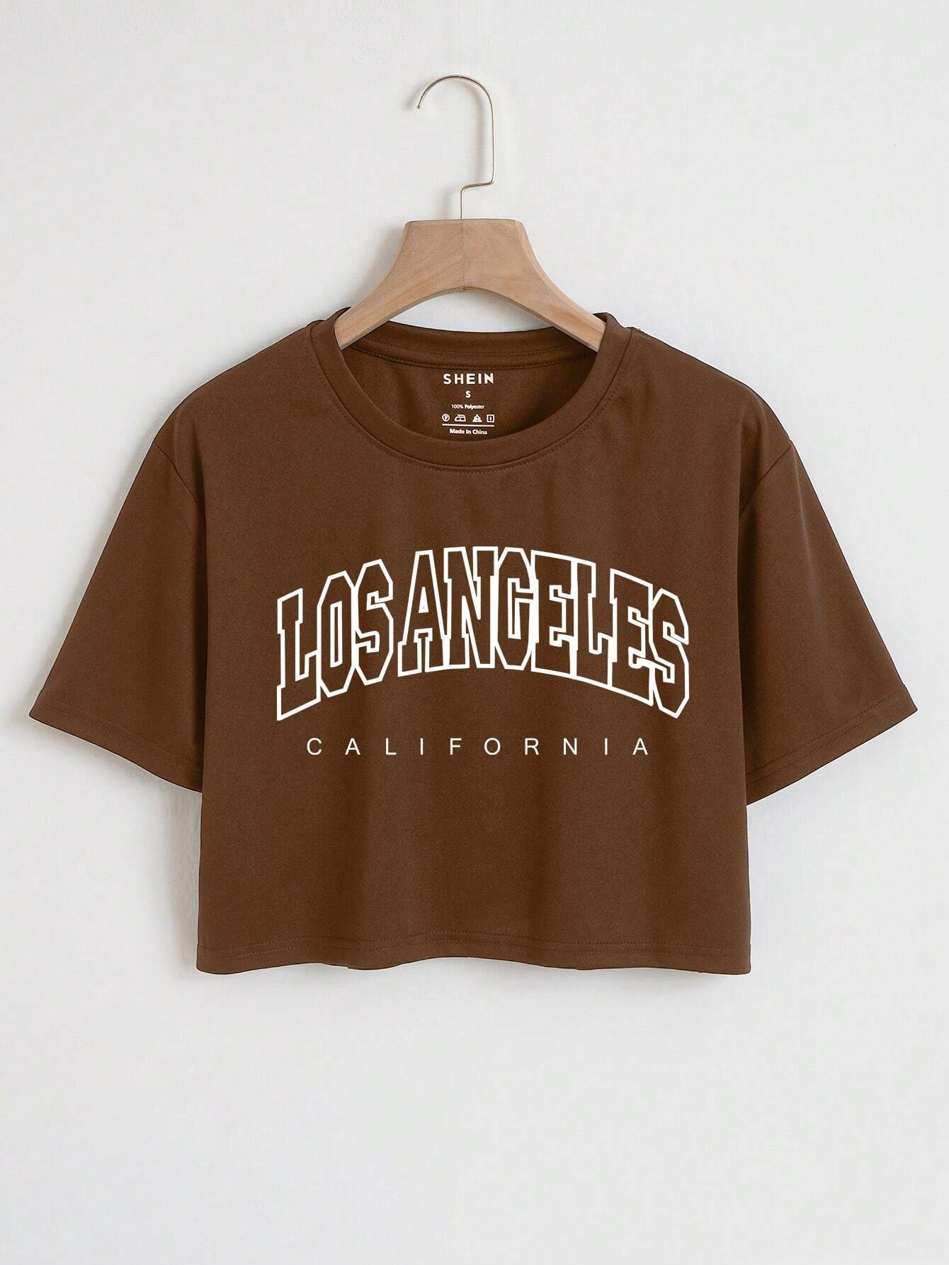 BROWN CROP TEE LOSS ANGELES