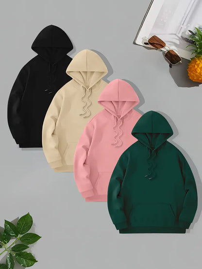 PACK OF 4 HOODIES BLACK - BEIGE - PINK - OLIVE GREEN