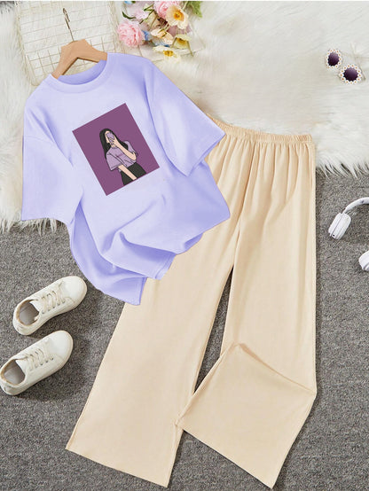 BEIGE FLAPPER - LILAC TEE SELFIE GIRL