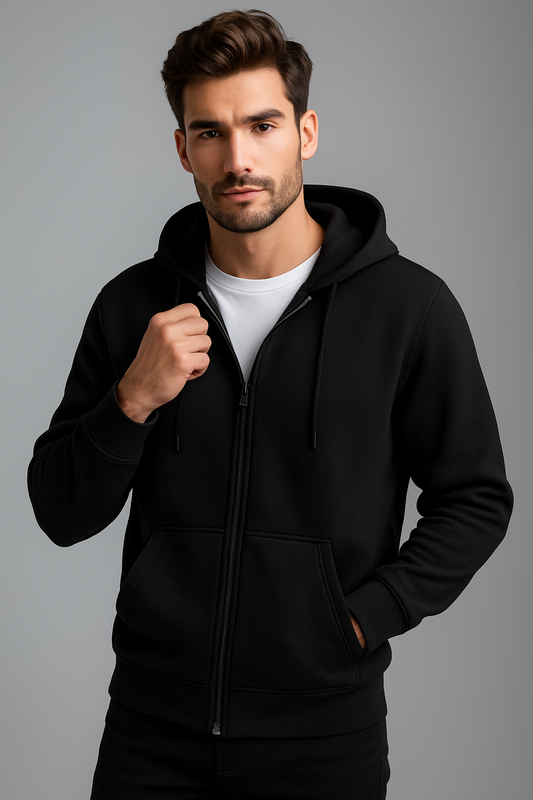 Men's Basic Black Zipper
