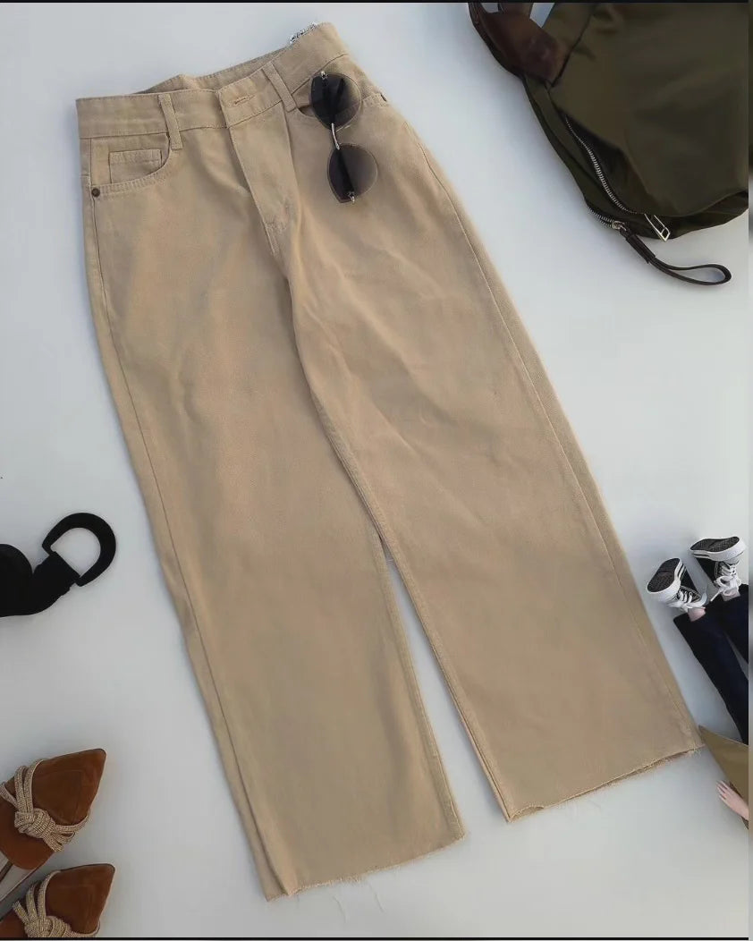 DENIM BEIGE WIDE LEG JEANS