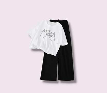 BLACK FLAPPER - WHITE CROP TEE PINKY PROMISE