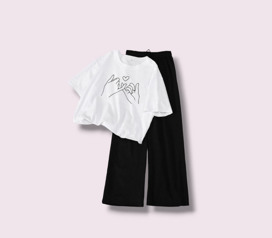 BLACK FLAPPER - WHITE CROP TEE PINKY PROMISE