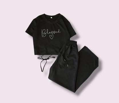 BLACK FLAPPER - BLACK CROP TEE BLESSED HEART