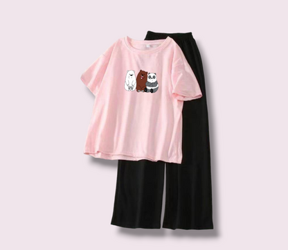 BLACK FLAPPER - PINK TEE 3 BEAR