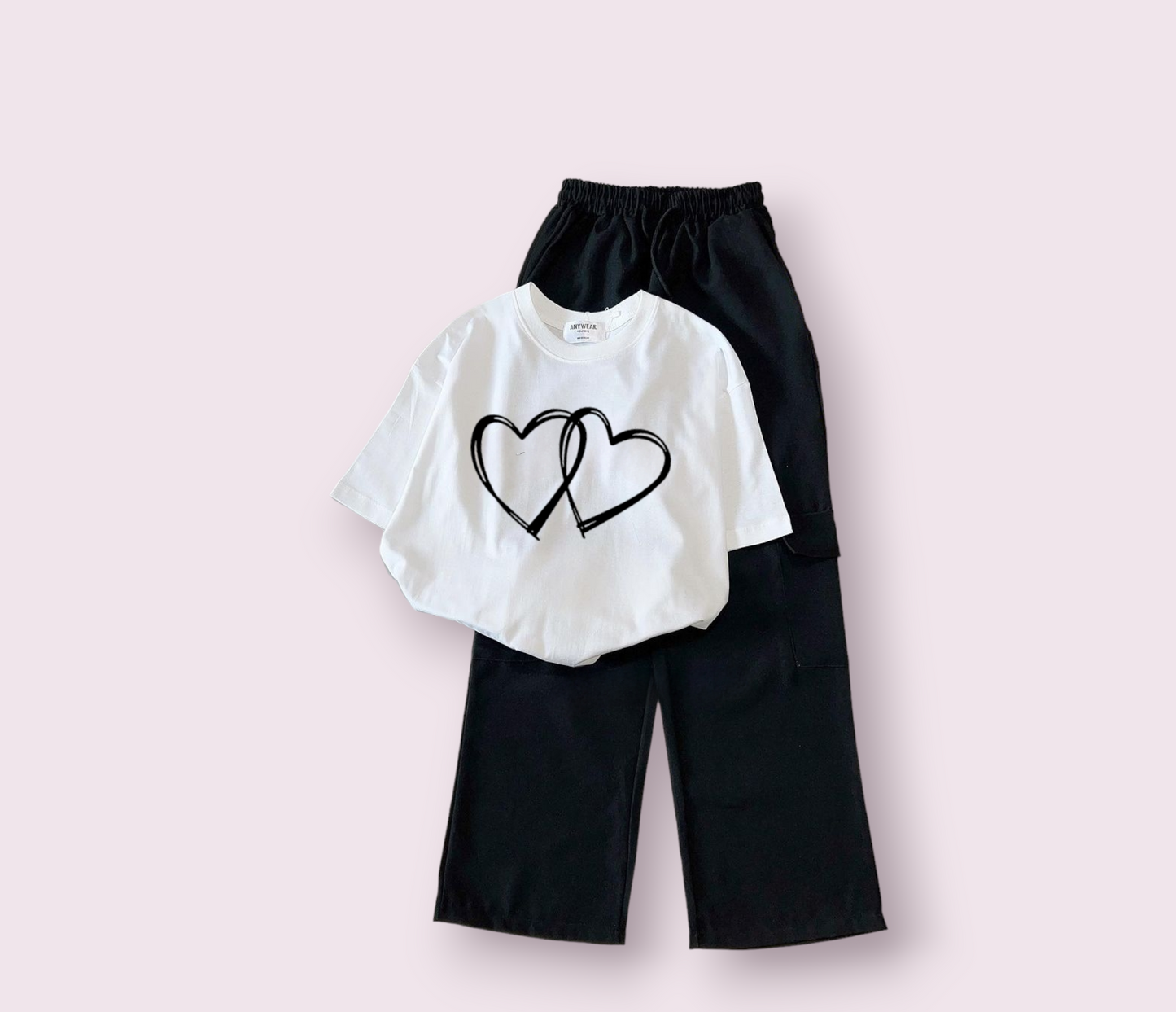 BLACK FLAPPER - WHITE CROP TEE HEART CONNECTION