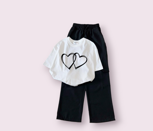 BLACK FLAPPER - WHITE CROP TEE HEART CONNECTION