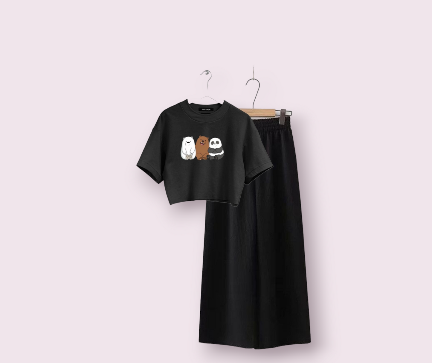 BLACK FLAPPER - BLACK CROP TEE FREE BEARS