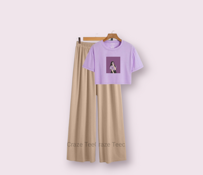 BEIGE FLAPPER - LILAC CROP TEE SELFIE GIRL
