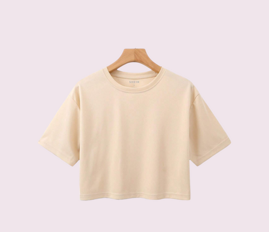 BEIGE CROP TEE
