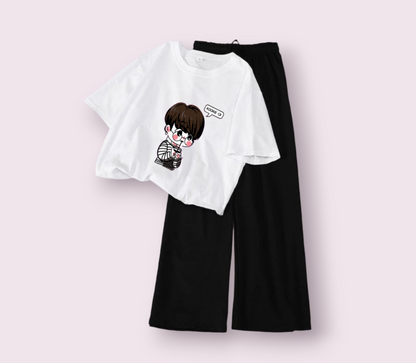 BLACK FLAPPER - WHITE CROP TEE KOOKI