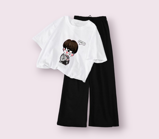 BLACK FLAPPER - WHITE CROP TEE KOOKI