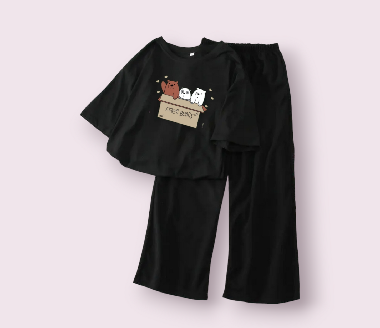 BLACK FLAPPER - BLACK CROP TEE FREE BEARS