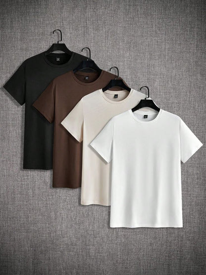 Unisex Pack Of 4 Tees ( Black Brown Beige White)