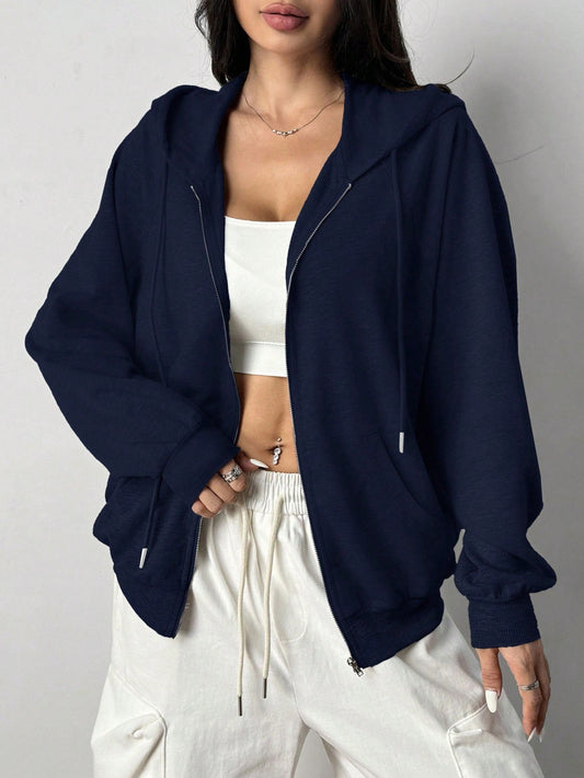 Basic Navy Blue Zipper - White inner
