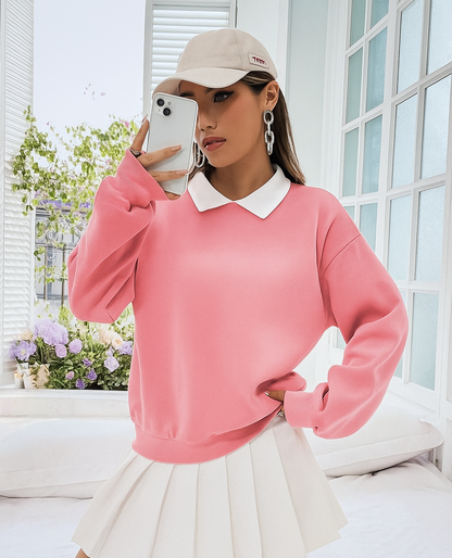 PINK PULL OVER COLLAR SWEATSHIRT