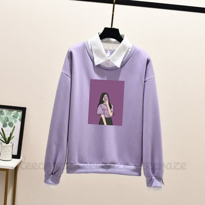 LILAC COLLAR SWEATSHIRT Selfie Girl