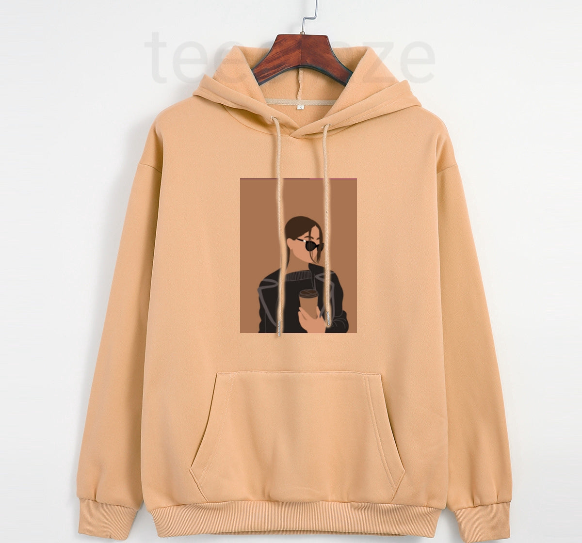 UNISEX  BEIGE HOODIE COFFEE GIRL