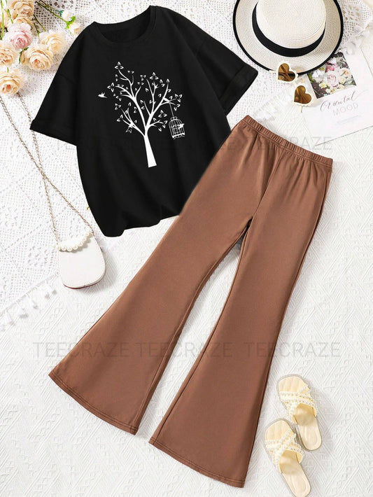 BROWN FLAPPER - BLACK T-SHIRT NEW TREE