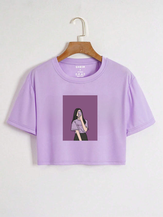 LILAC CROP TEE SELFIE GIRL