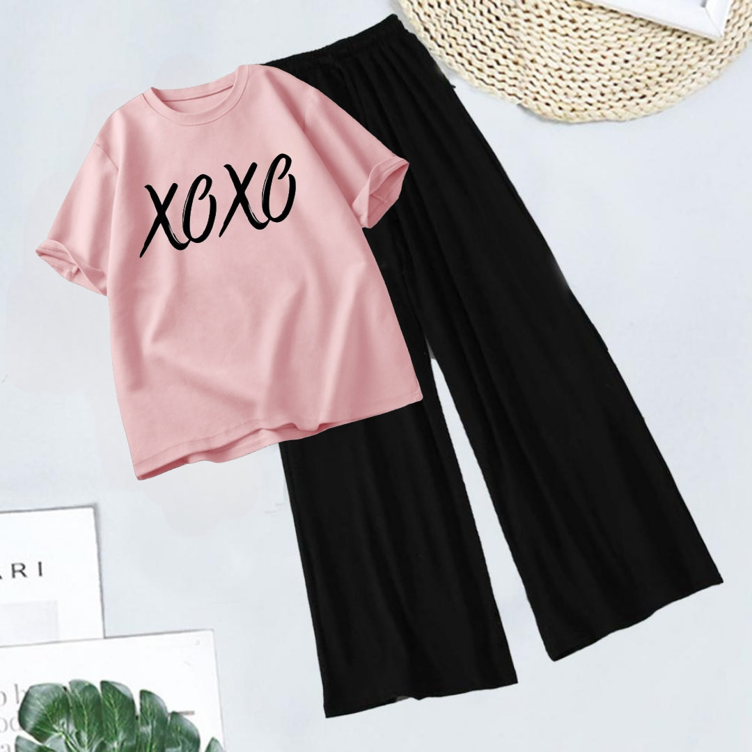 BLACK FLAPPER -PINK TEE XOXO