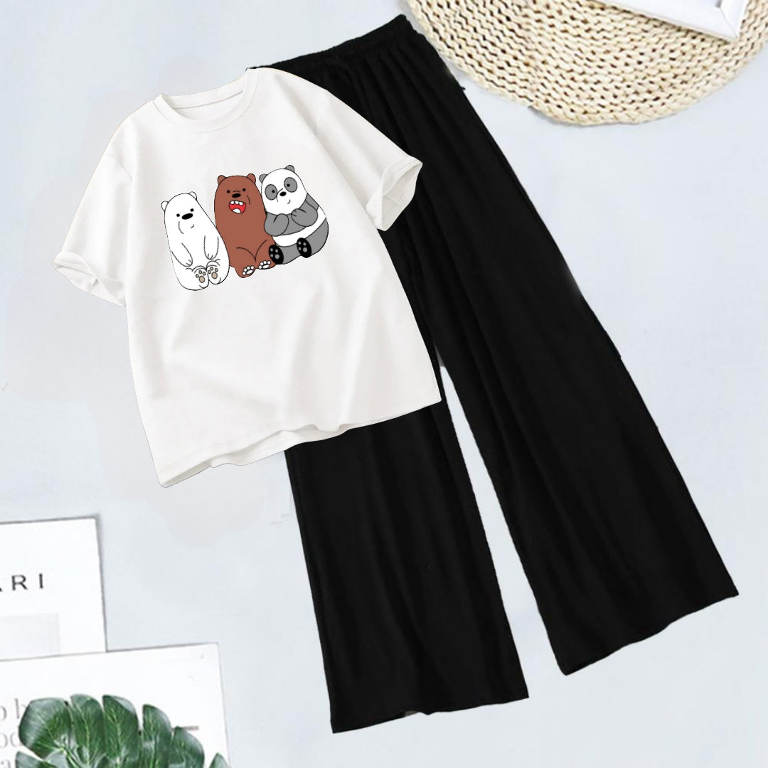 BLACK FLAPPER -WHITE TEE 3 BEAR