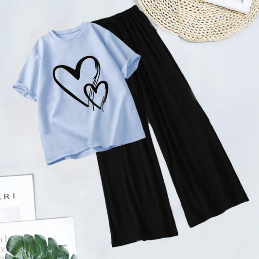 BLACK FLAPPER -SKY BLUE TEE 2 HEARTS