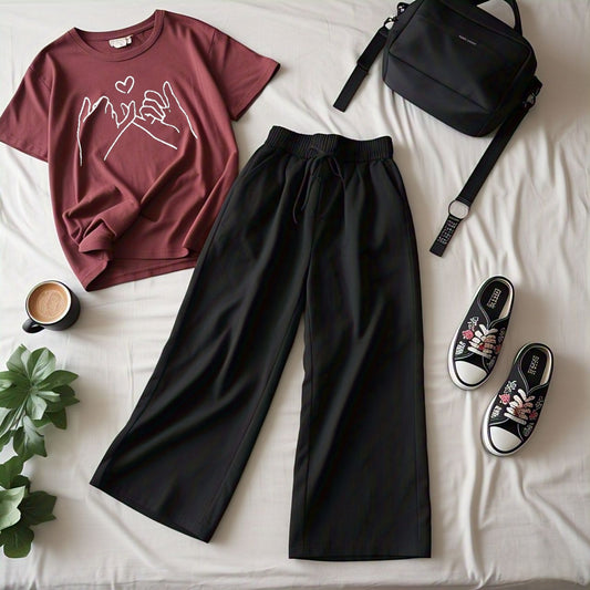 BLACK FLAPPER - MAROON T-SHIRT PINKY PROMISE