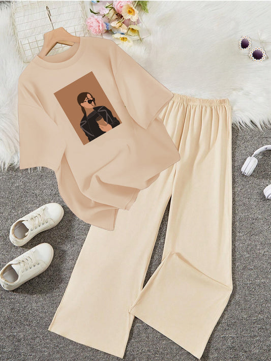 BEIGE FLAPPER - BEIGE T-SHIRT COFFEE GIRL