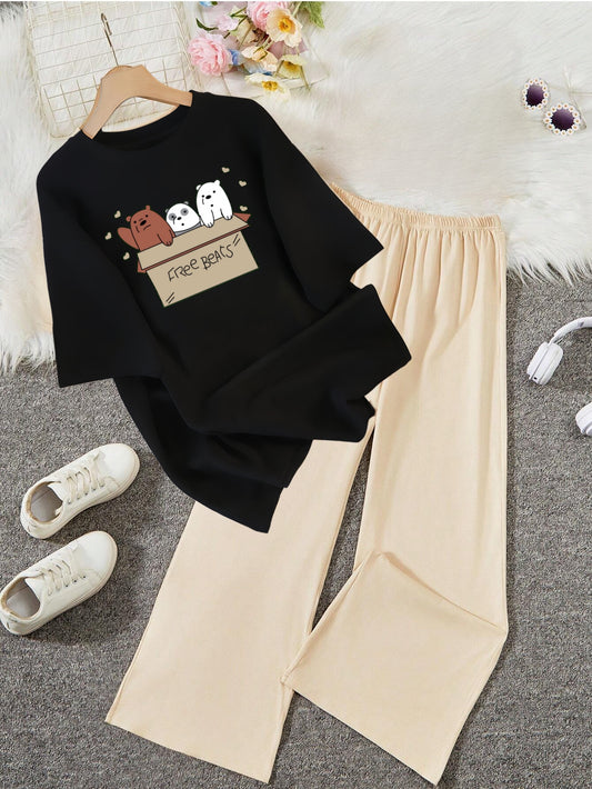 BEIGE FLAPPER - BLACK TEE FREE BEARS