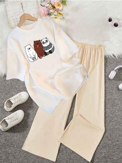 BEIGE FLAPPER - WHITE T-SHIRT 3 BEARS