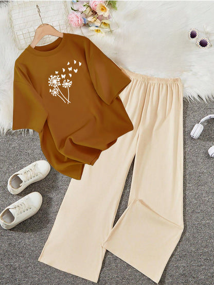 BEIGE FLAPPER - BROWN T-SHIRT FREEDOM FLORA