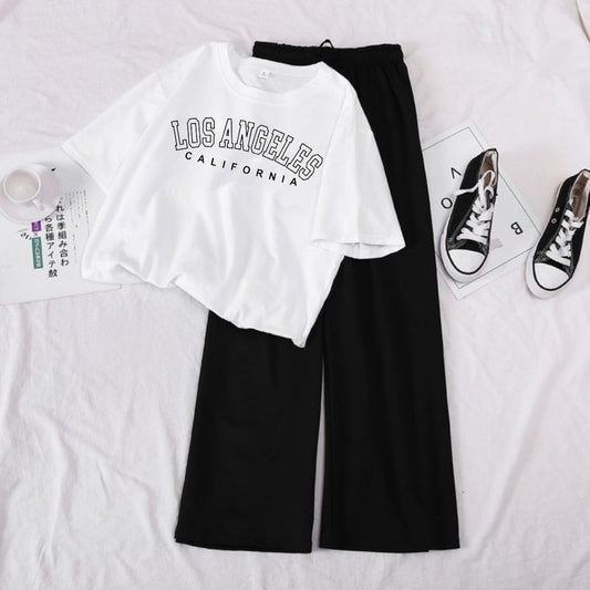 BLACK FLAPPER - WHITE CROP TEE LOSS ANGELES