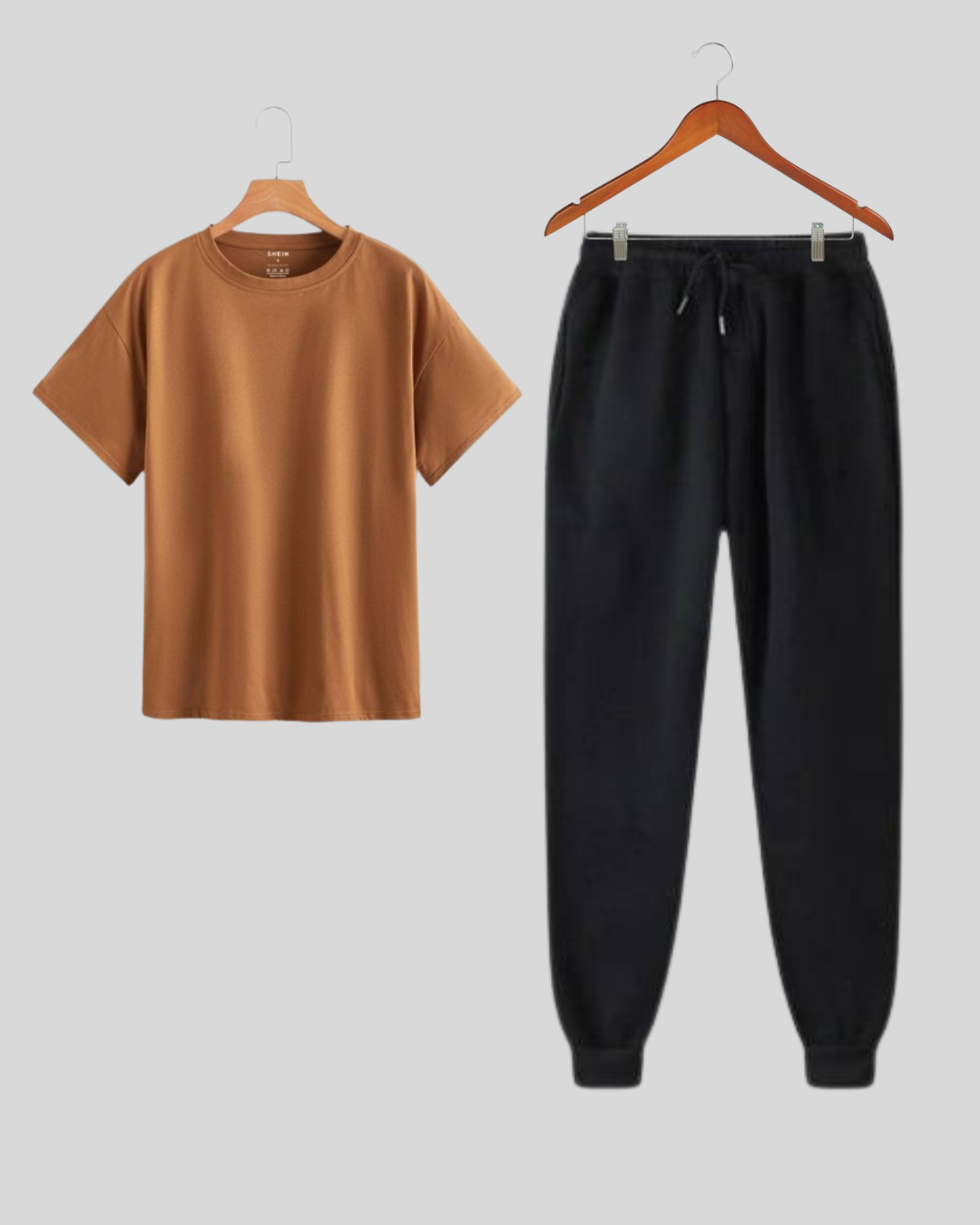 UNISEX BASIC BLACK TROUSER AND BROWN TEE