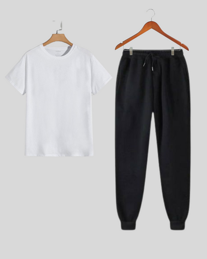 UNISEX BASIC BLACK TROUSER AND WHITE TEE