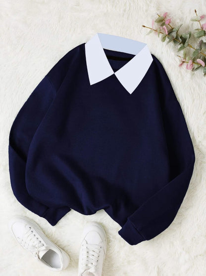 UNISEX NAVY COLLAR SWEATSHIRT