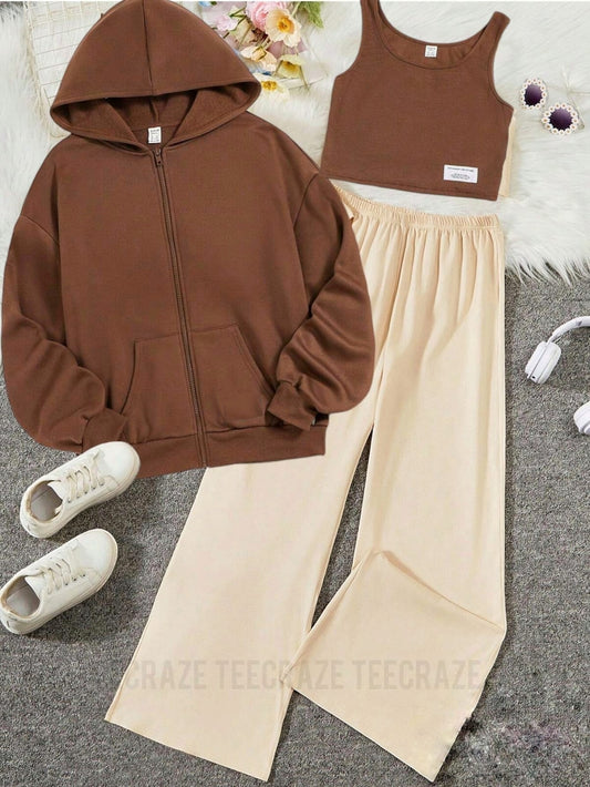 PACK OF 3 WINTER TRACKSUIT-BROWN ZIPPER BEIGE FLAPPER BROWN INNER