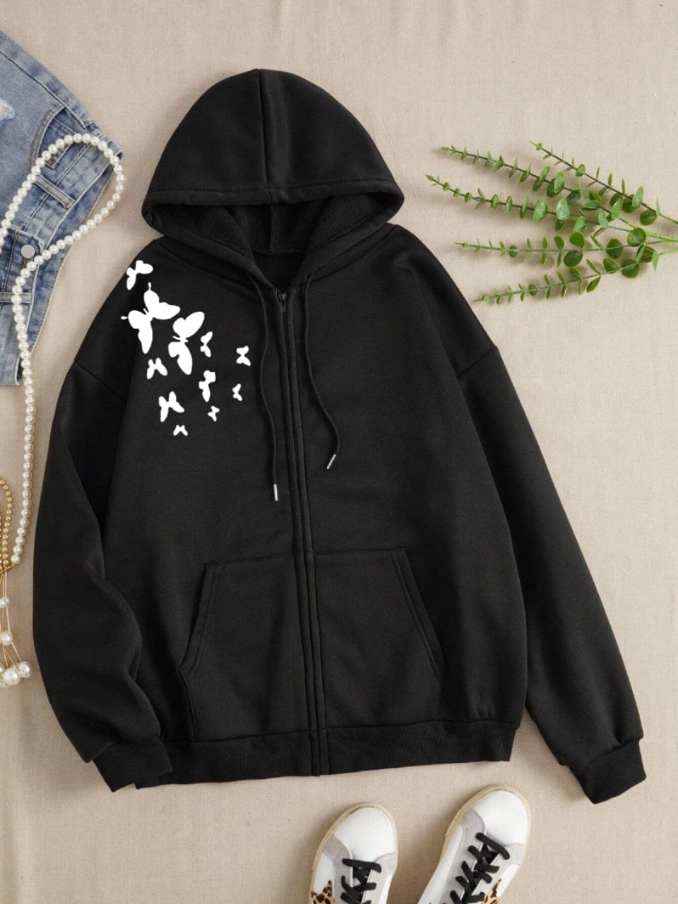 BLACK ZIPPER SHOULDER BUTTERFLYS