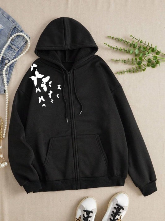 BLACK ZIPPER SHOULDER BUTTERFLYS