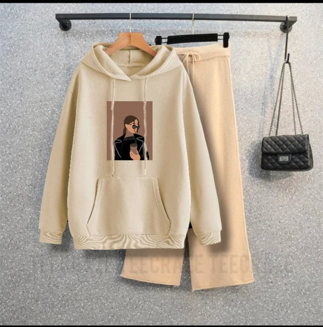 BEIGE HOODIE COFFEE GIRL - BEIGE FLAPPER