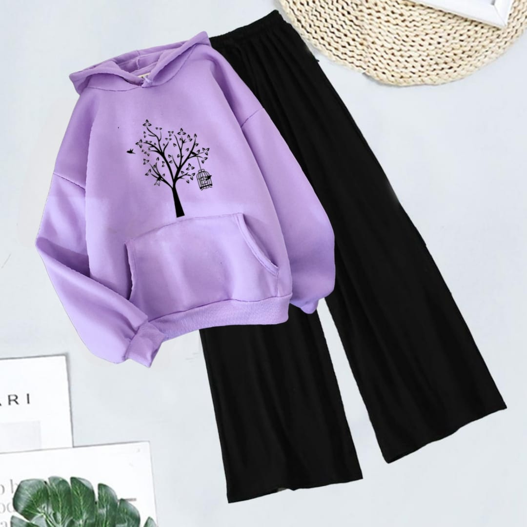 LILAC HOODIE NEW TREE - BLACK FLAPPER