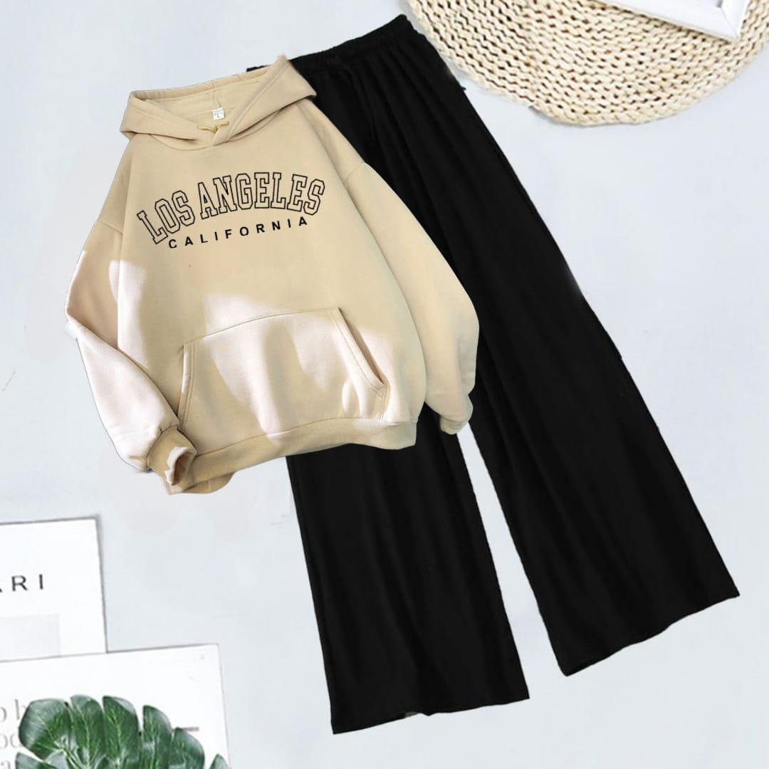 BEIGE  HOODIE LOSS ANGELES - BLACK FLAPPER