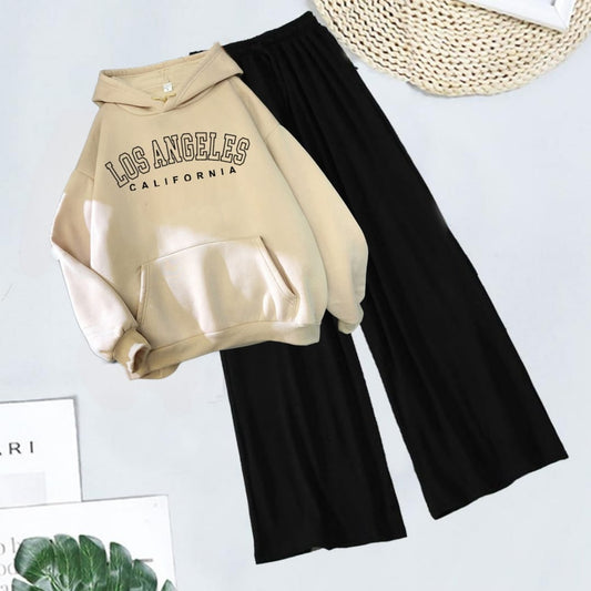 BEIGE  HOODIE LOSS ANGELES - BLACK FLAPPER