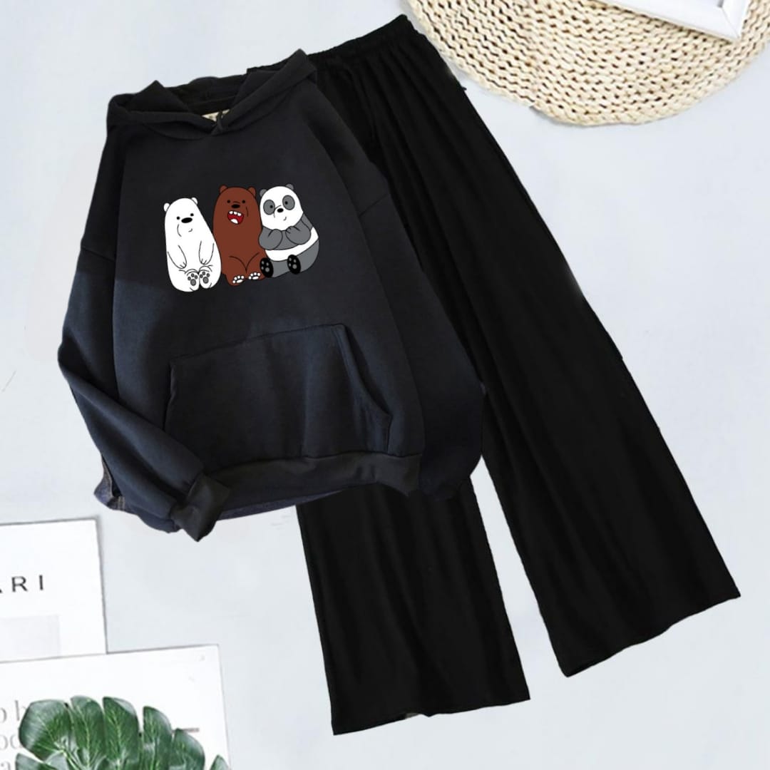 BLACK HOODIE 3 BEARS - BLACK FLAPPER