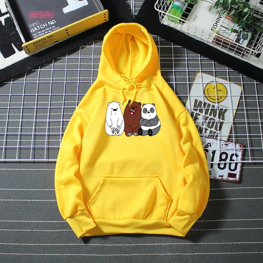 UNISEX  YELLOW HOODIE 3 BEARS