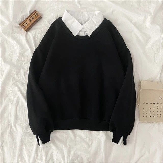 UNISEX BLACK COLLAR SWEATSHIRT