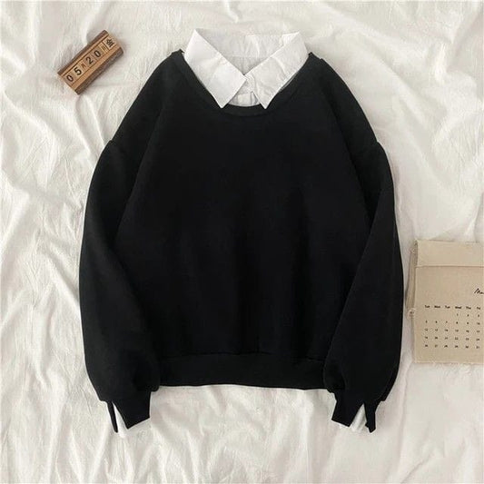 UNISEX BLACK COLLAR SWEATSHIRT